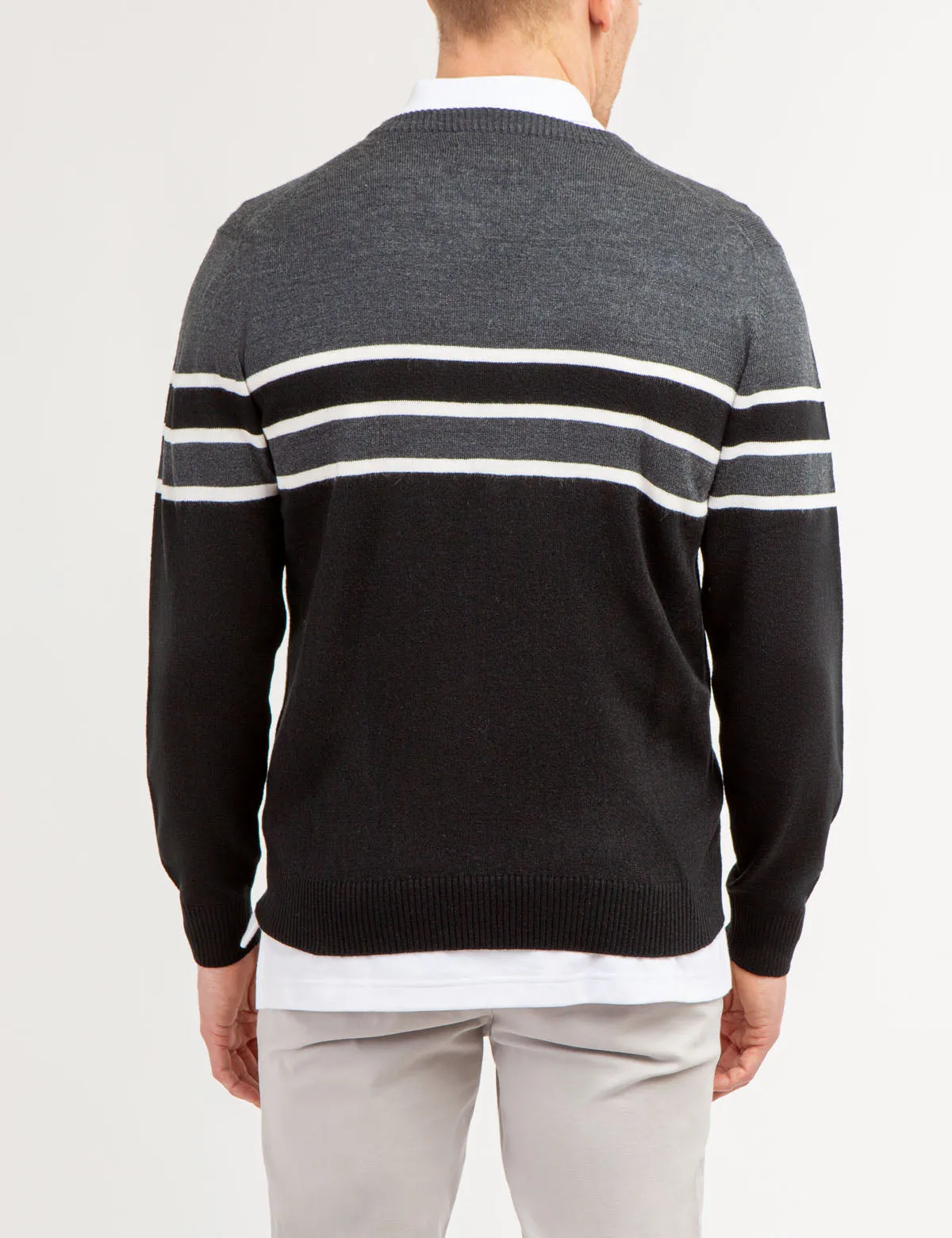 SOFT STRIPE V- NECK SWEATER