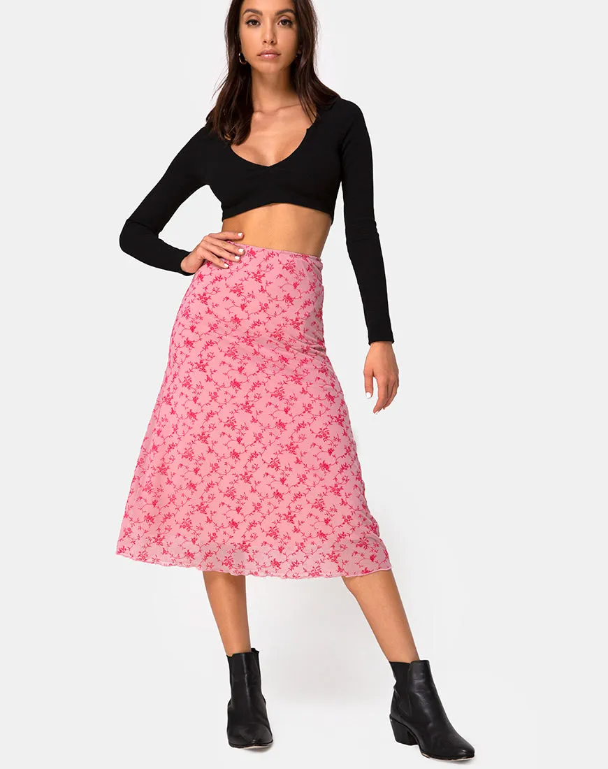 Taura Skirt in Love Bloom Pink Flock