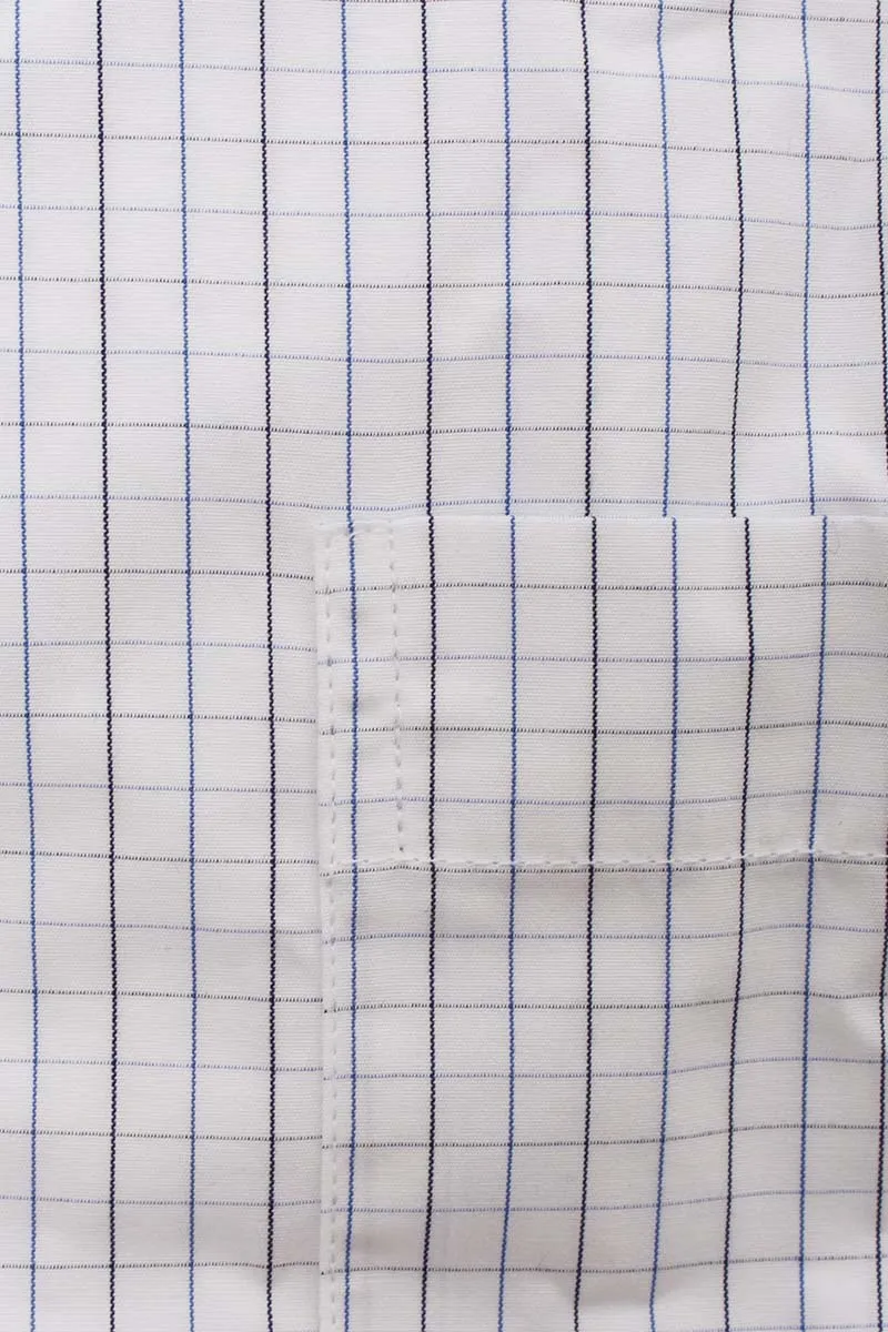 Territory Womens Business Check Dress Shirt - White Blue