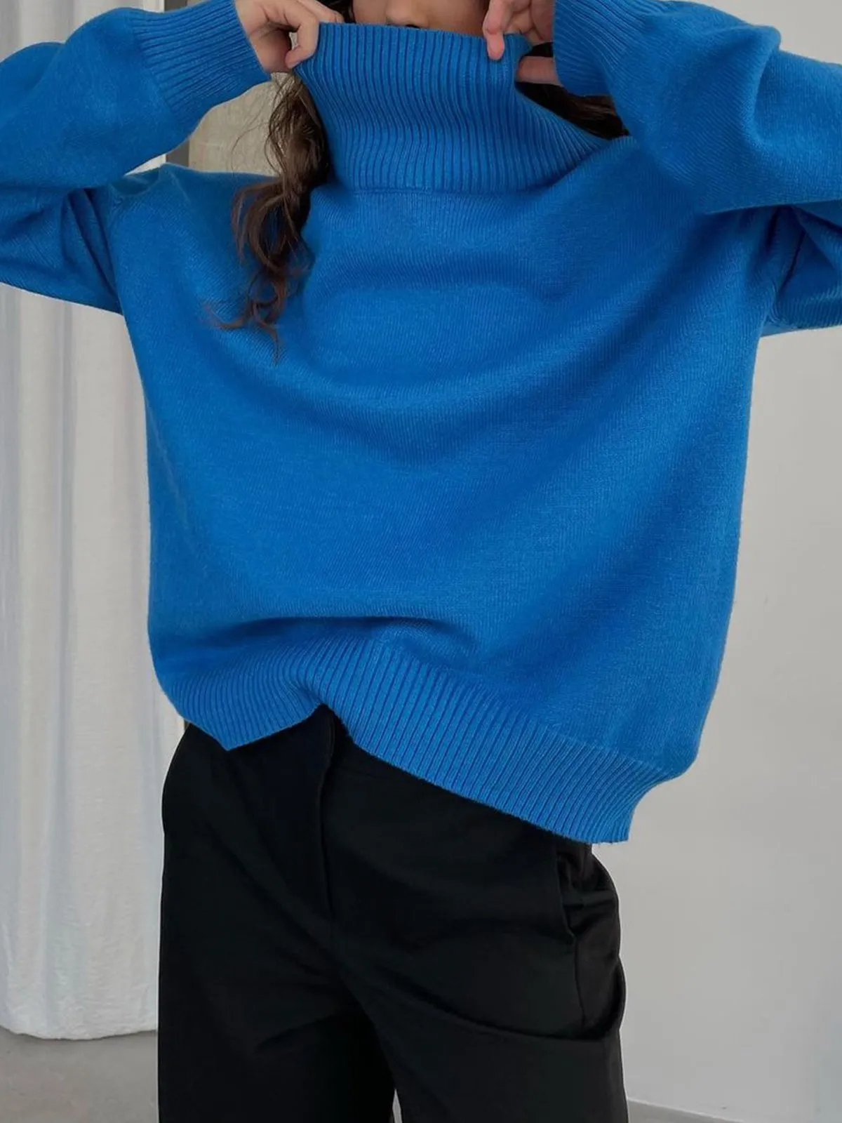 Thickened knitted sweater Loose turtleneck Pullover