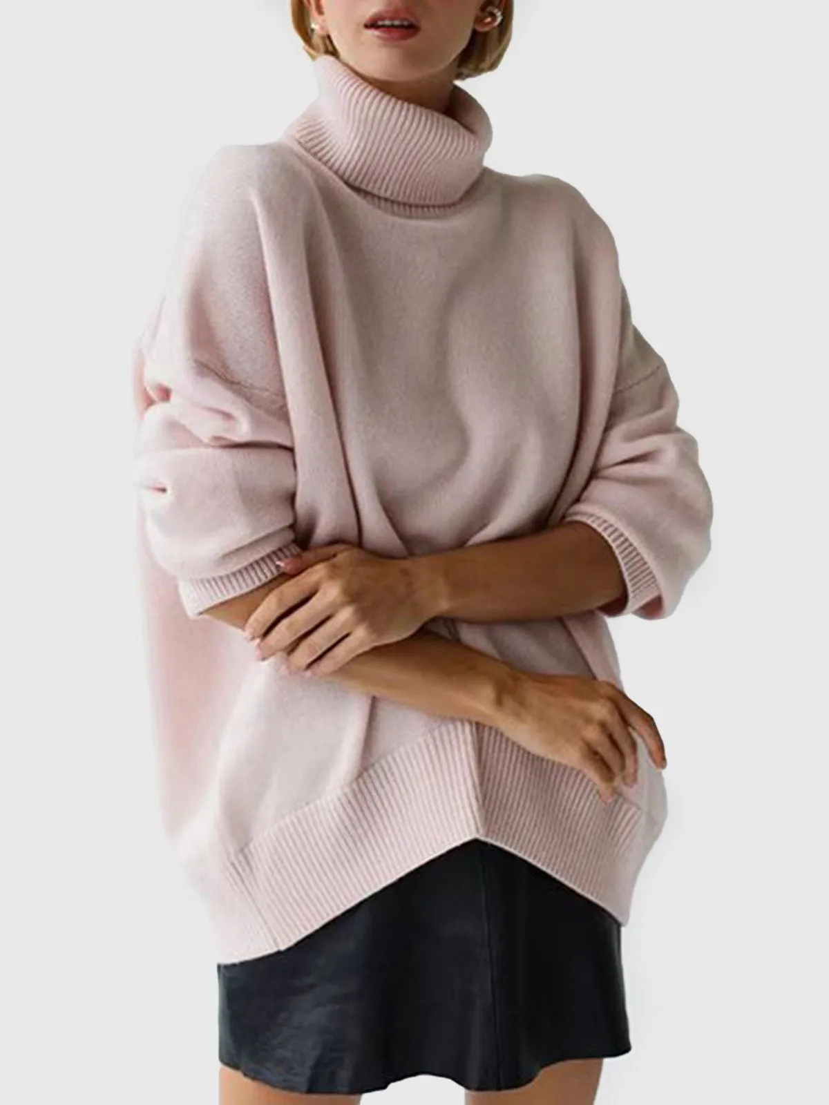 Thickened knitted sweater Loose turtleneck Pullover