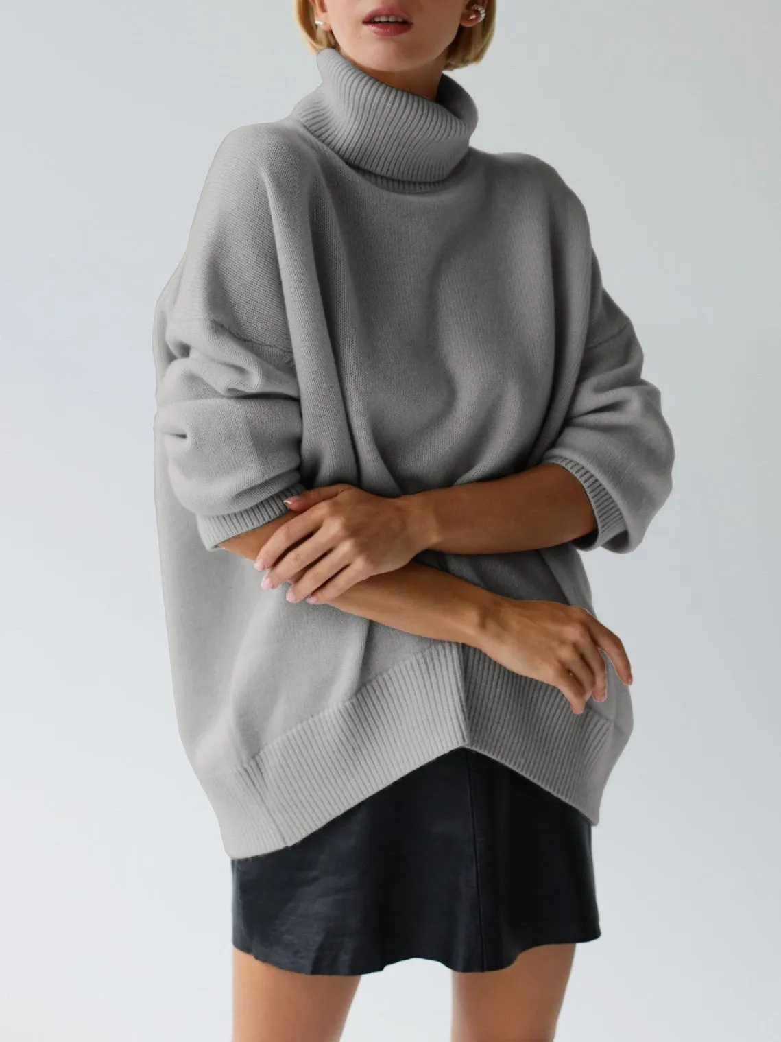 Thickened knitted sweater Loose turtleneck Pullover
