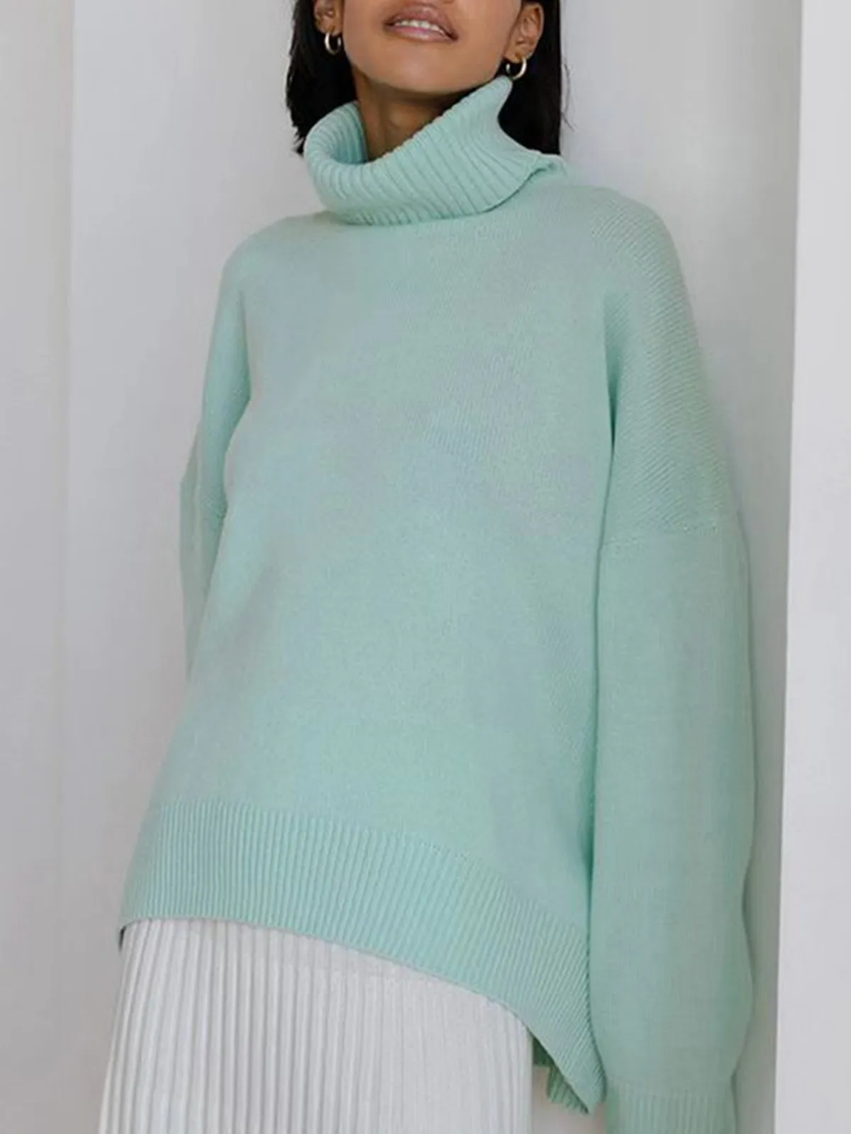 Thickened knitted sweater Loose turtleneck Pullover