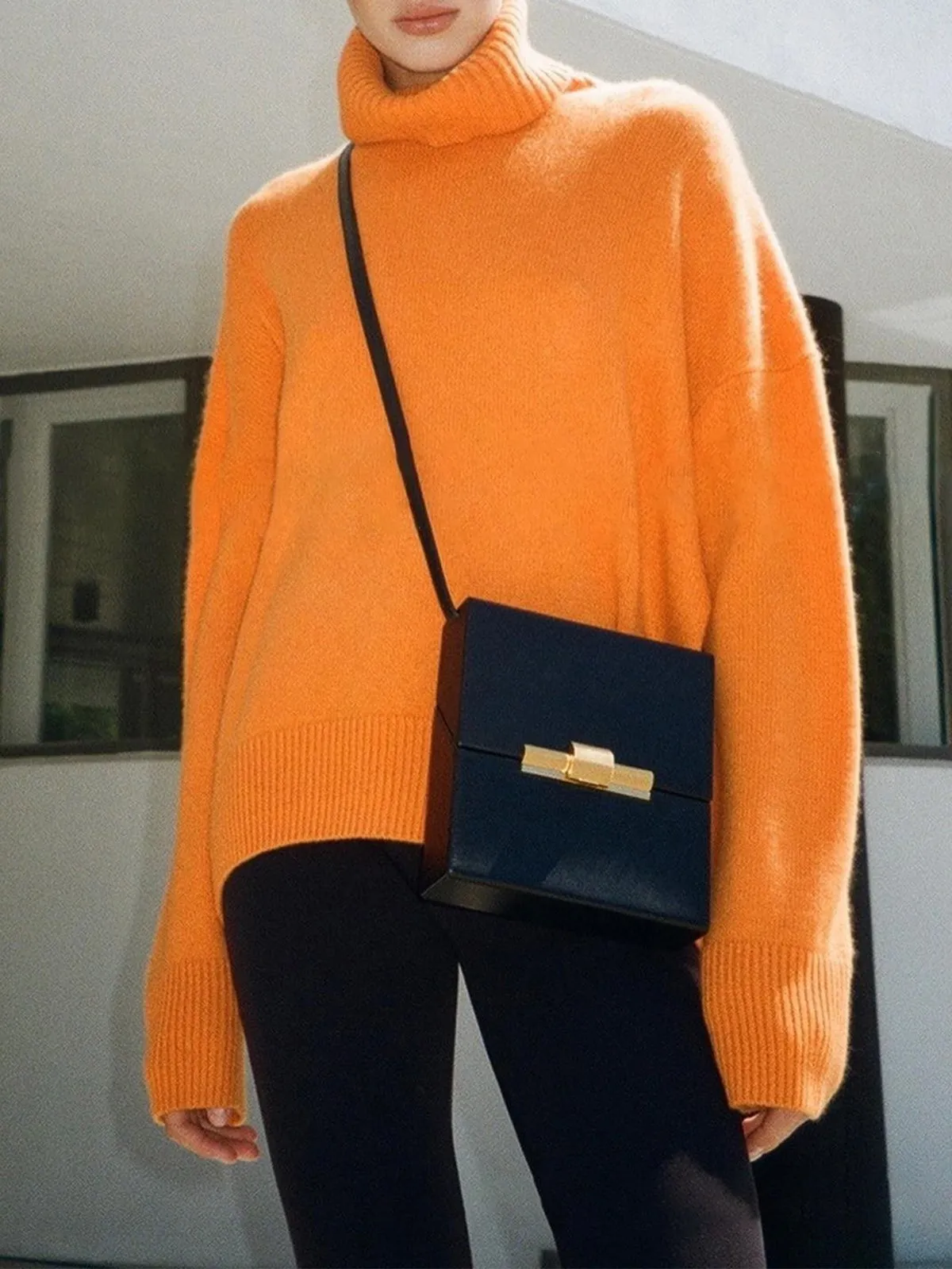 Thickened knitted sweater Loose turtleneck Pullover