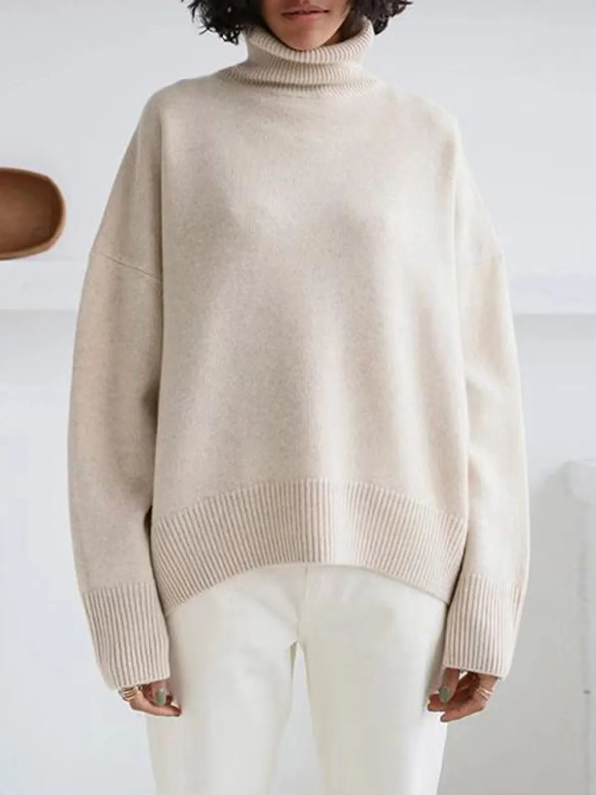 Thickened knitted sweater Loose turtleneck Pullover