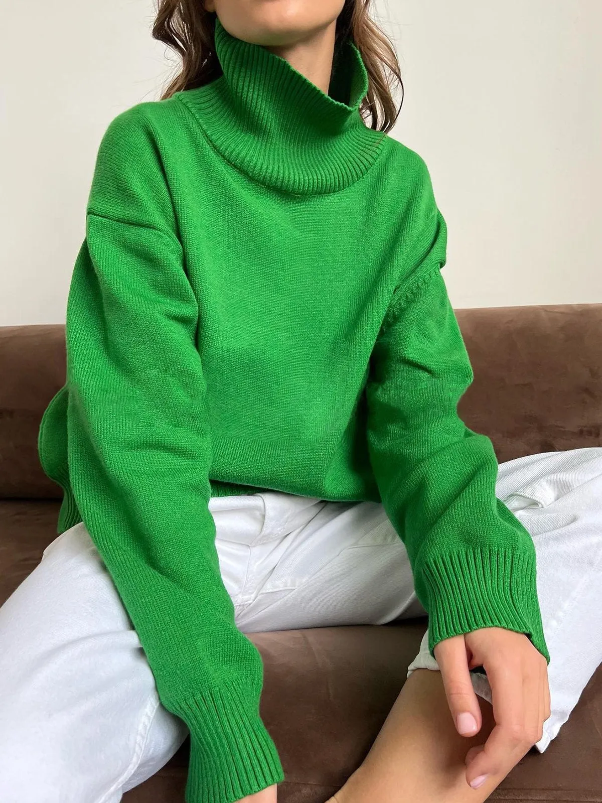 Thickened knitted sweater Loose turtleneck Pullover