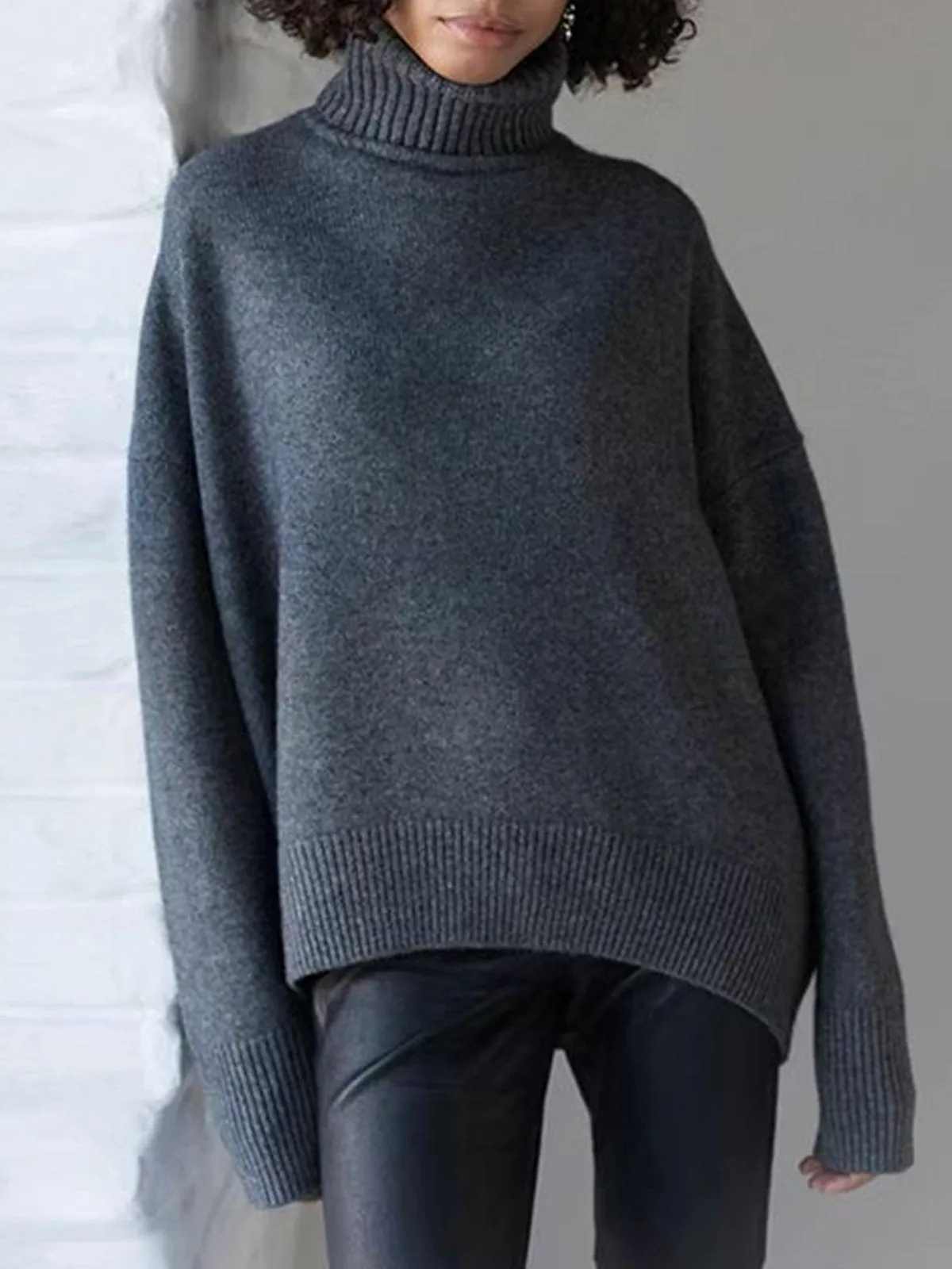 Thickened knitted sweater Loose turtleneck Pullover
