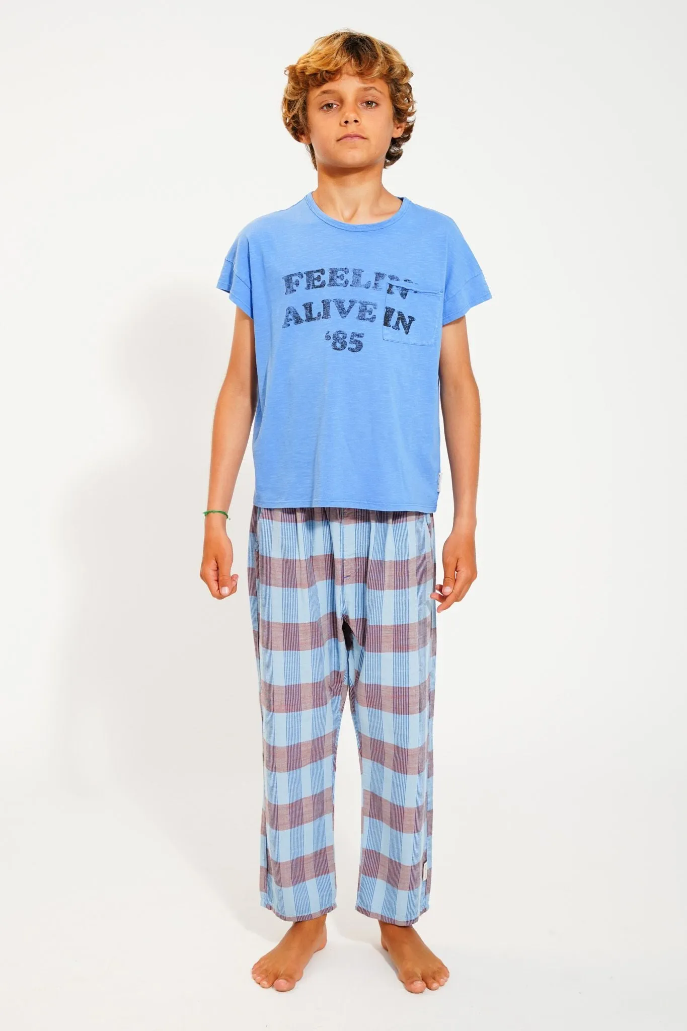 Unisex Trousers in Blue Checkered