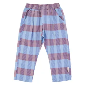Unisex Trousers in Blue Checkered