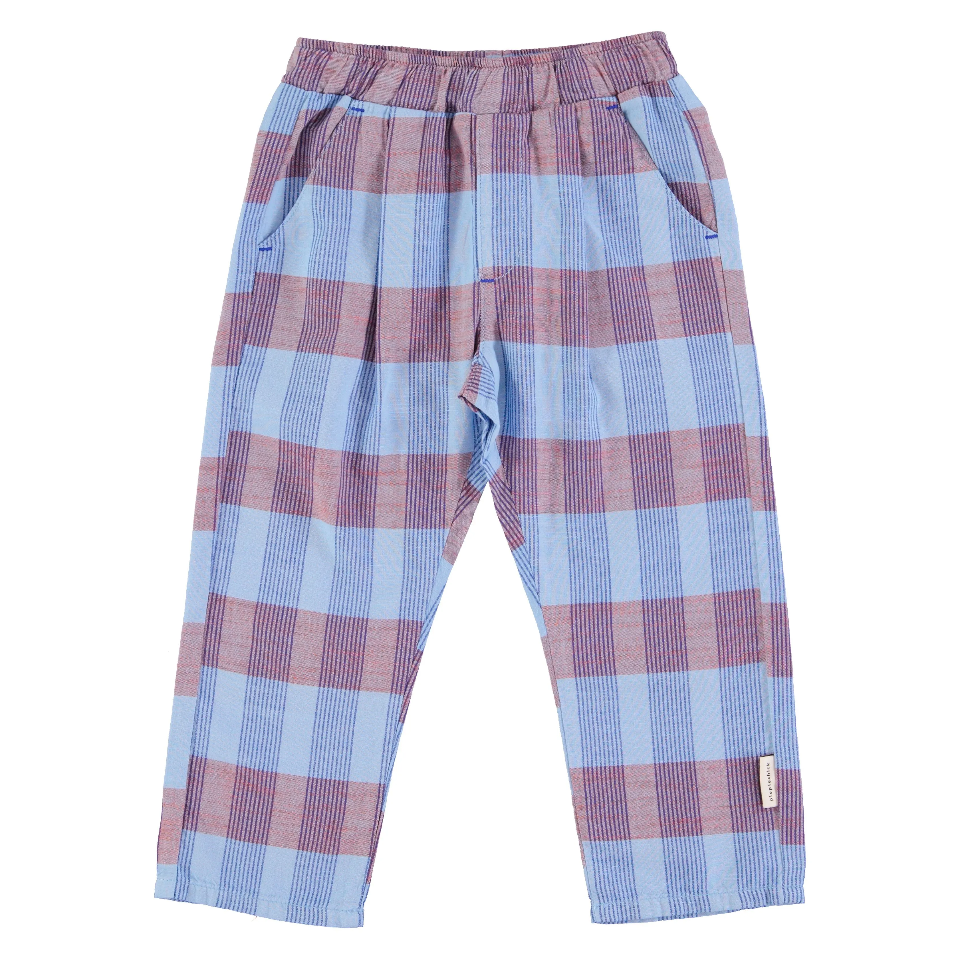 Unisex Trousers in Blue Checkered