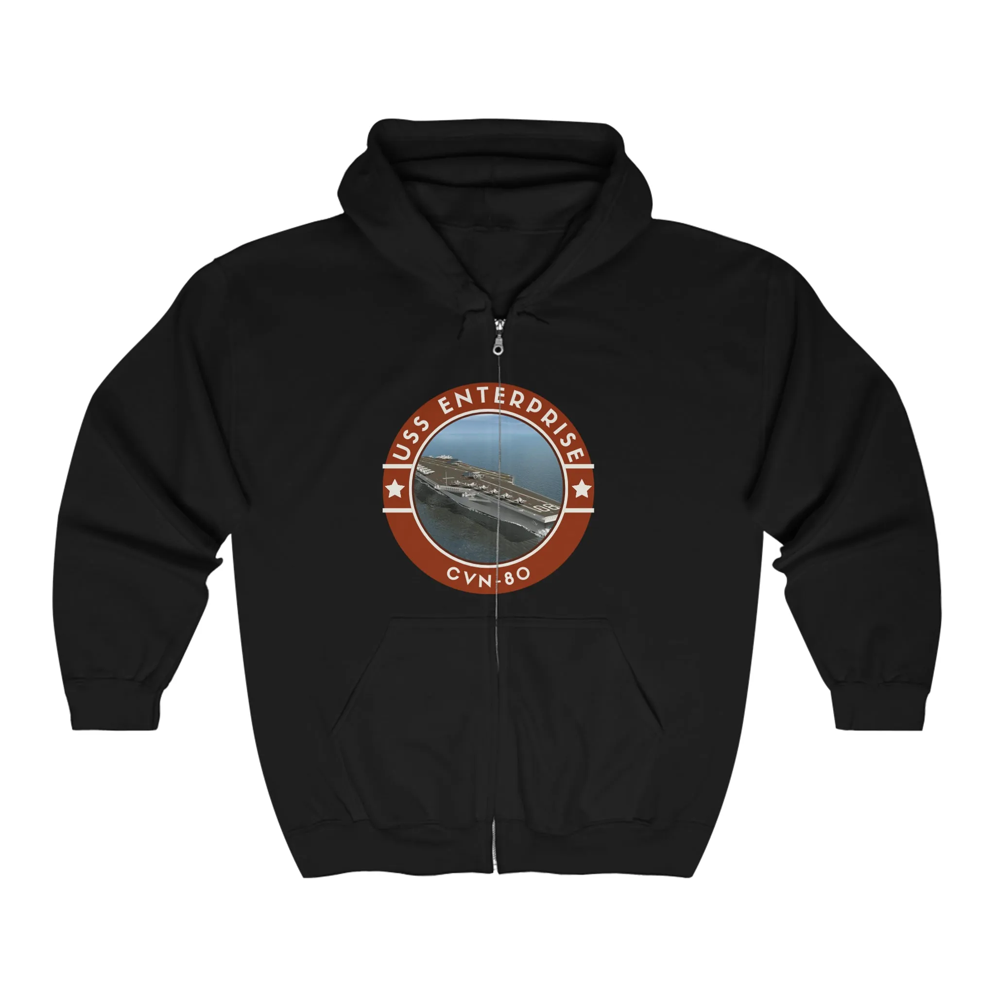 USS Enterprise CNV-80 United States Ships POD Unisex Heavy Blend Full Zip Hooded Sweatshirt