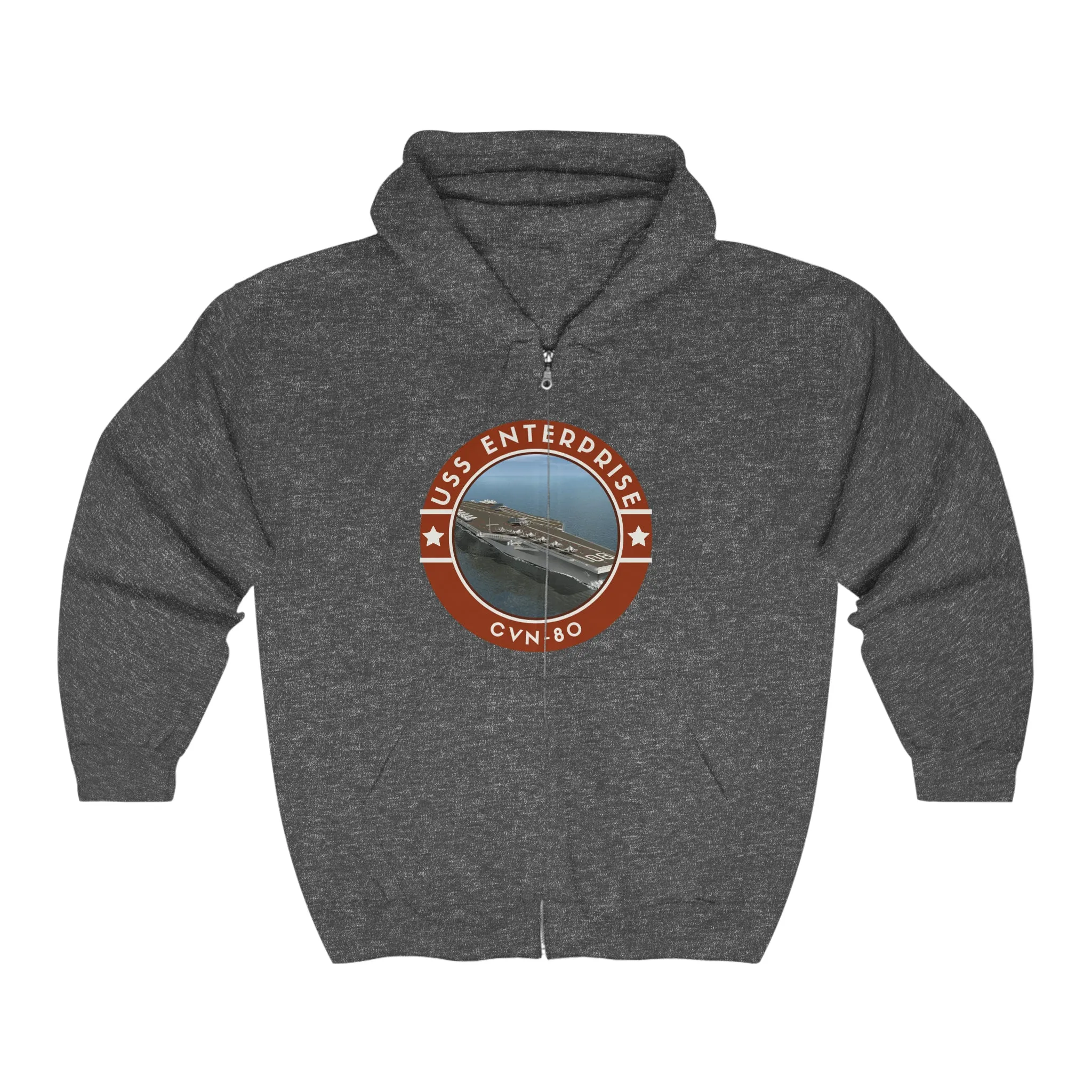 USS Enterprise CNV-80 United States Ships POD Unisex Heavy Blend Full Zip Hooded Sweatshirt