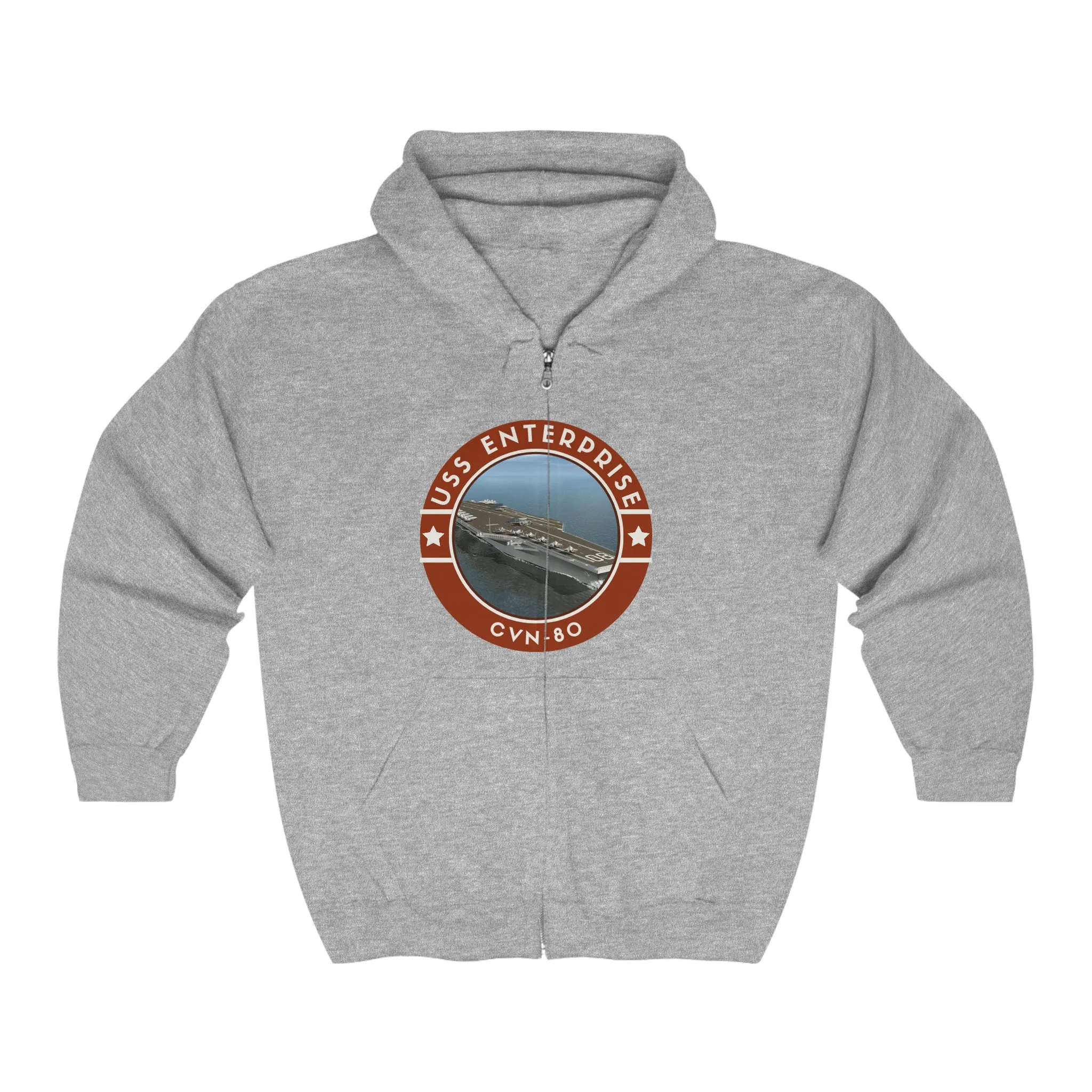 USS Enterprise CNV-80 United States Ships POD Unisex Heavy Blend Full Zip Hooded Sweatshirt