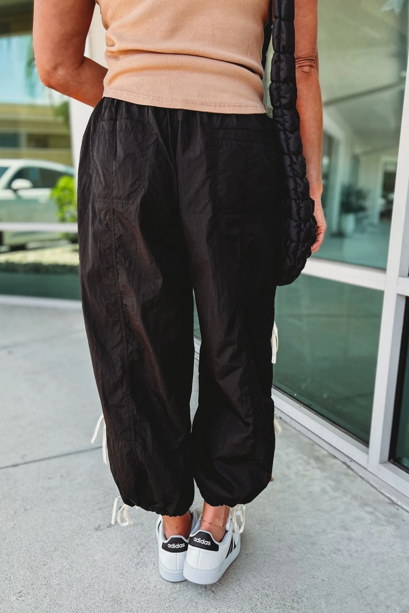 Varsity Flair Side Bow Black Windbreaker Pants