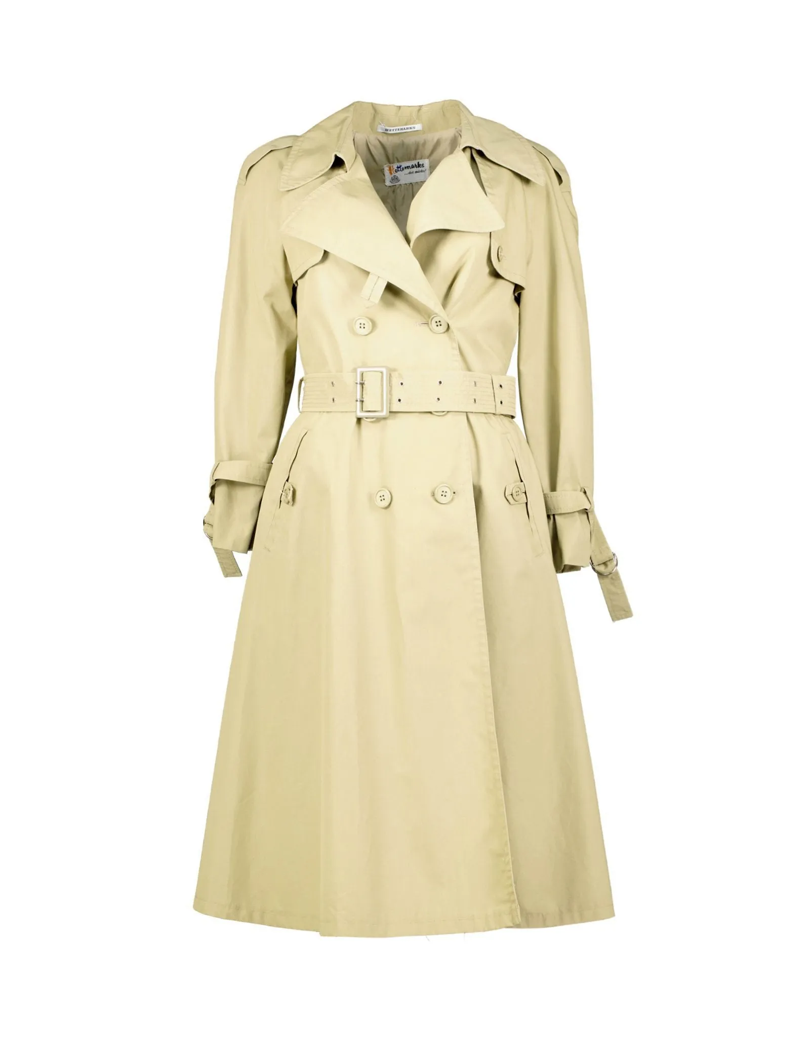 Vintage Hettemarks Women's Khaki Green Trench Coat, Size XS