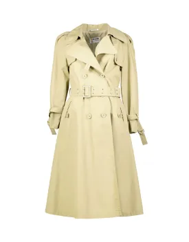 Vintage Hettemarks Women's Khaki Green Trench Coat, Size XS