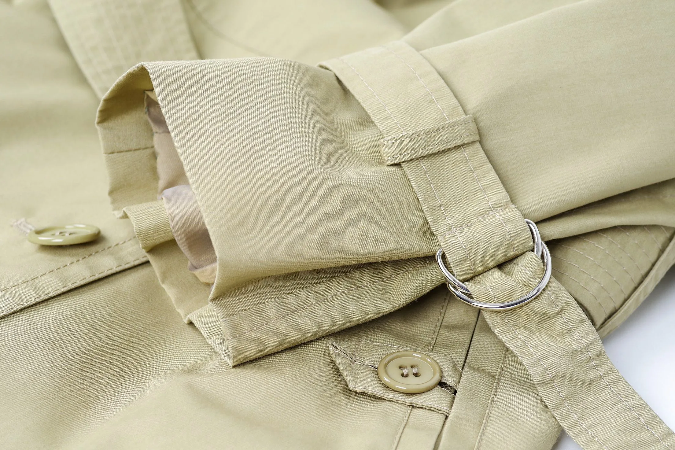 Vintage Hettemarks Women's Khaki Green Trench Coat, Size XS