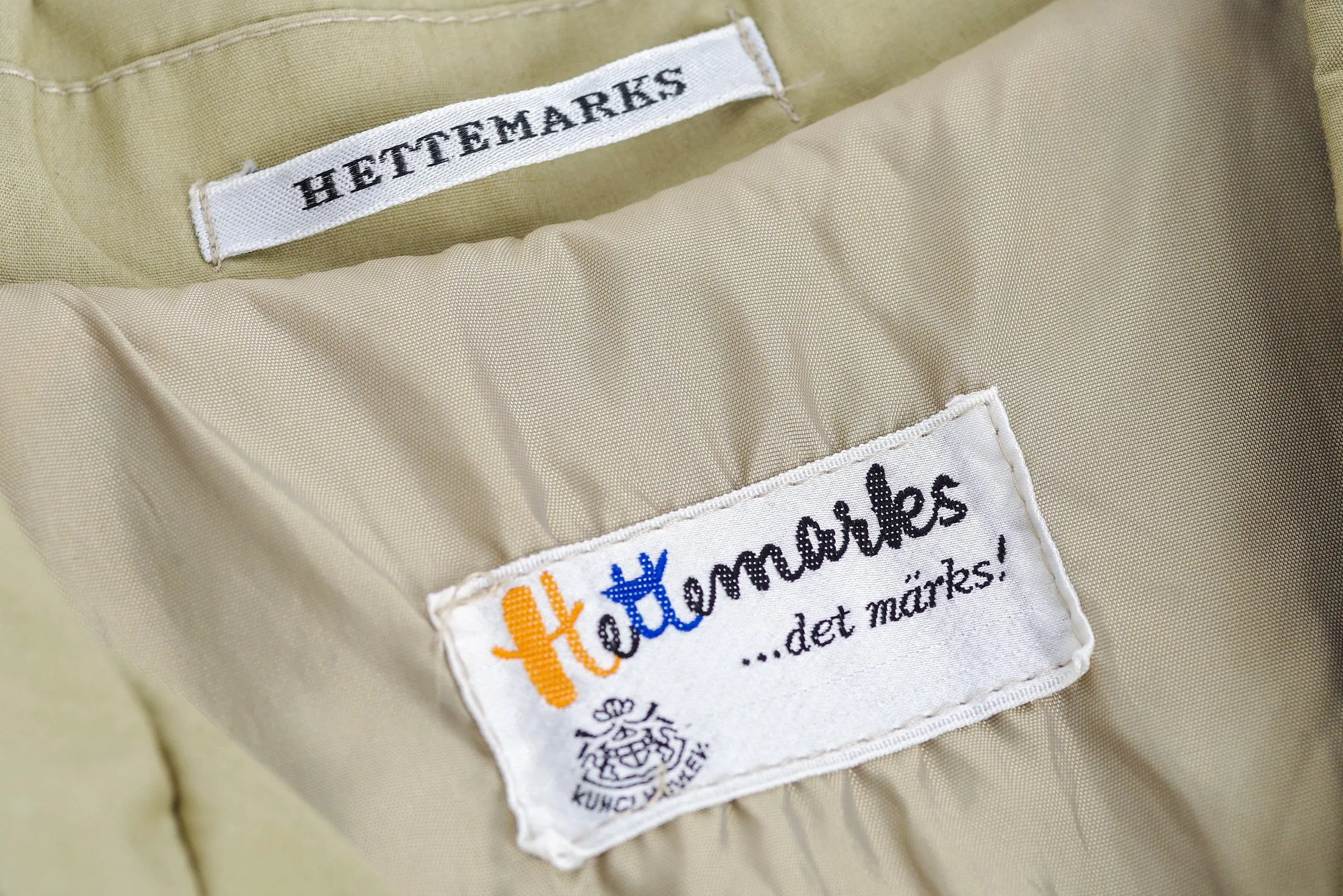 Vintage Hettemarks Women's Khaki Green Trench Coat, Size XS