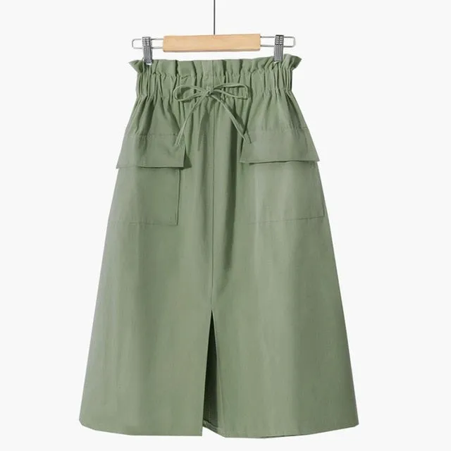 Vintage High Waist Midi Skirt