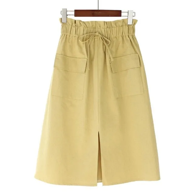 Vintage High Waist Midi Skirt