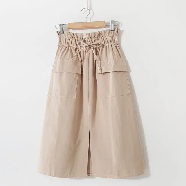 Vintage High Waist Midi Skirt