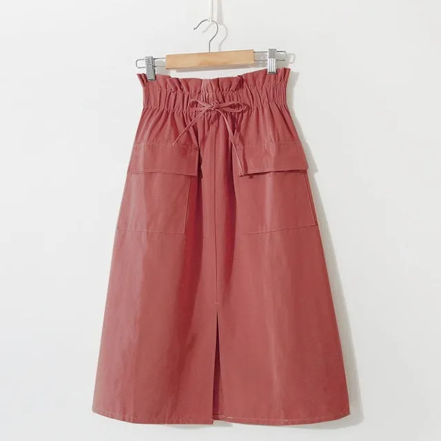 Vintage High Waist Midi Skirt