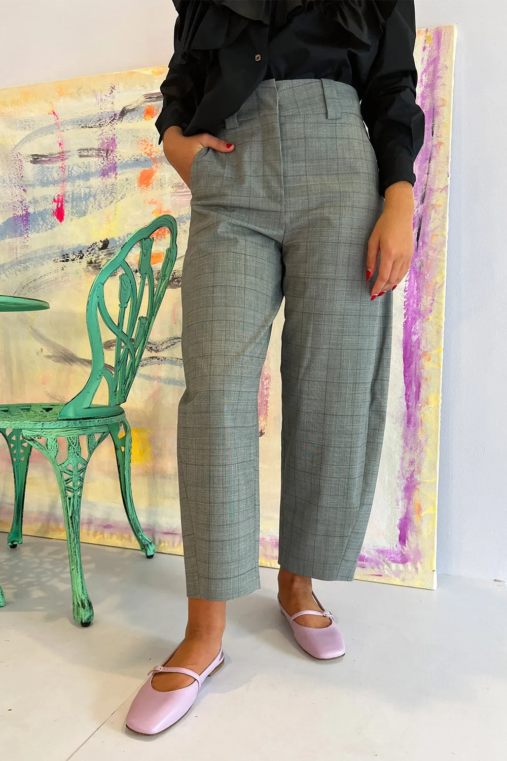 Vivetta- Trousers: Grey Plaid