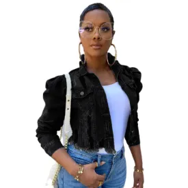Women Denim Jackets Distressed Classic Jean Jacket